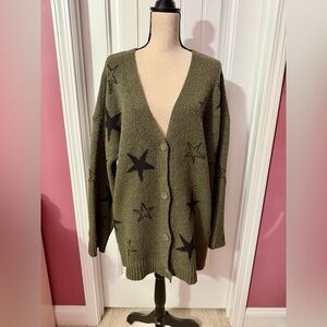 No Boundaries Green Star Cardigan Size XL